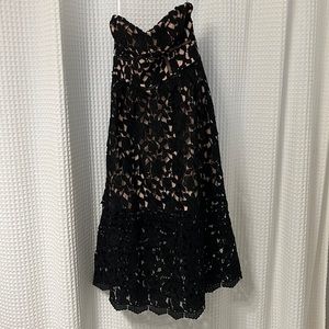 black lace strapless dress